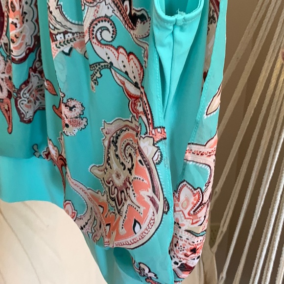2/$15 7th Avenue NYC- Women’s Medium- Mint green, apricot. and tan blouse - Picture 6 of 6